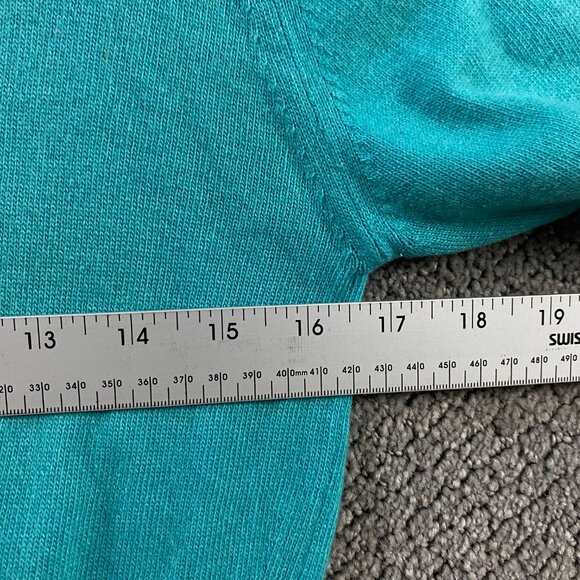 Vintage Ballantyne of Peebles Cashmere Cardigan Sweater Womens 36 Teal Turquoise - Picture 10 of 14